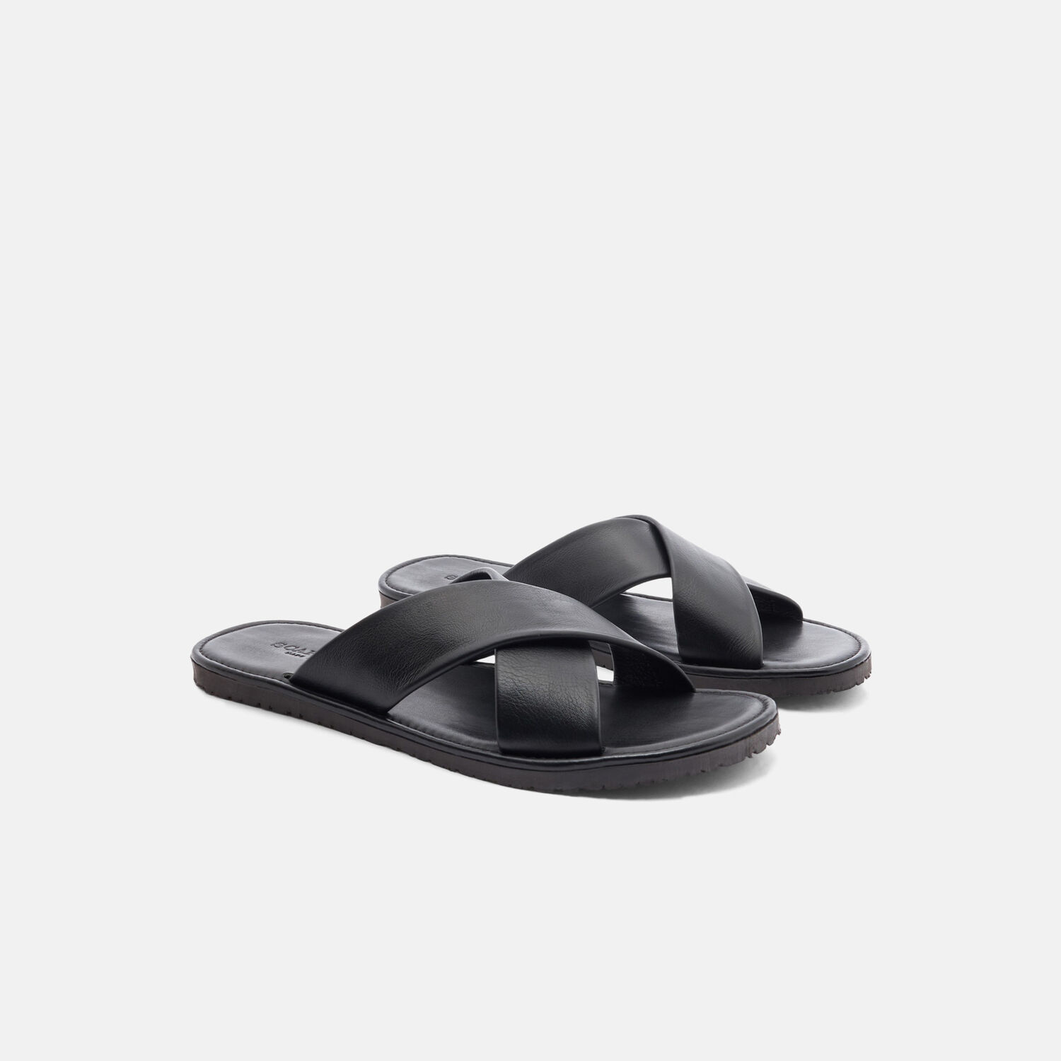 Scarosso Adriano Crossover Sandals In Black Calf