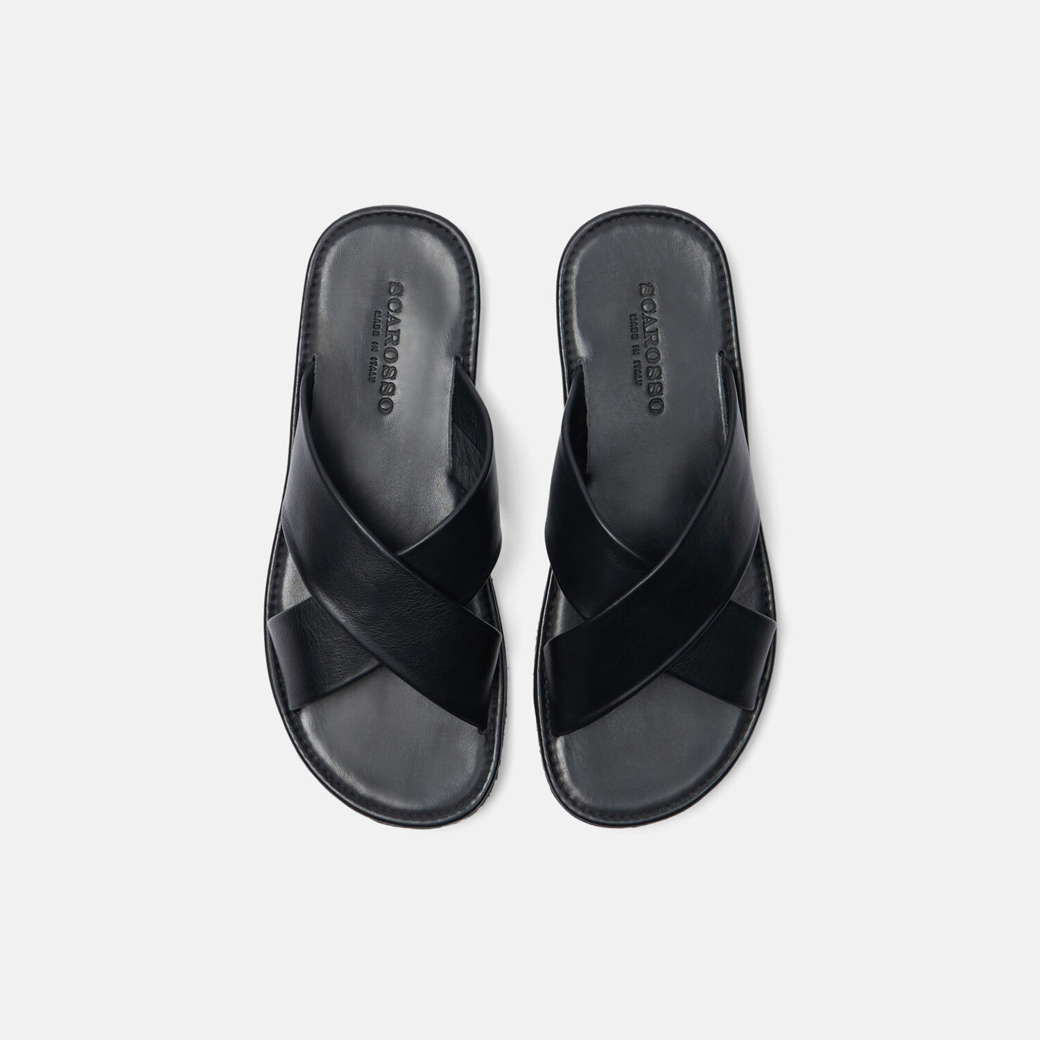 Scarosso Adriano Crossover Sandals In Black Calf
