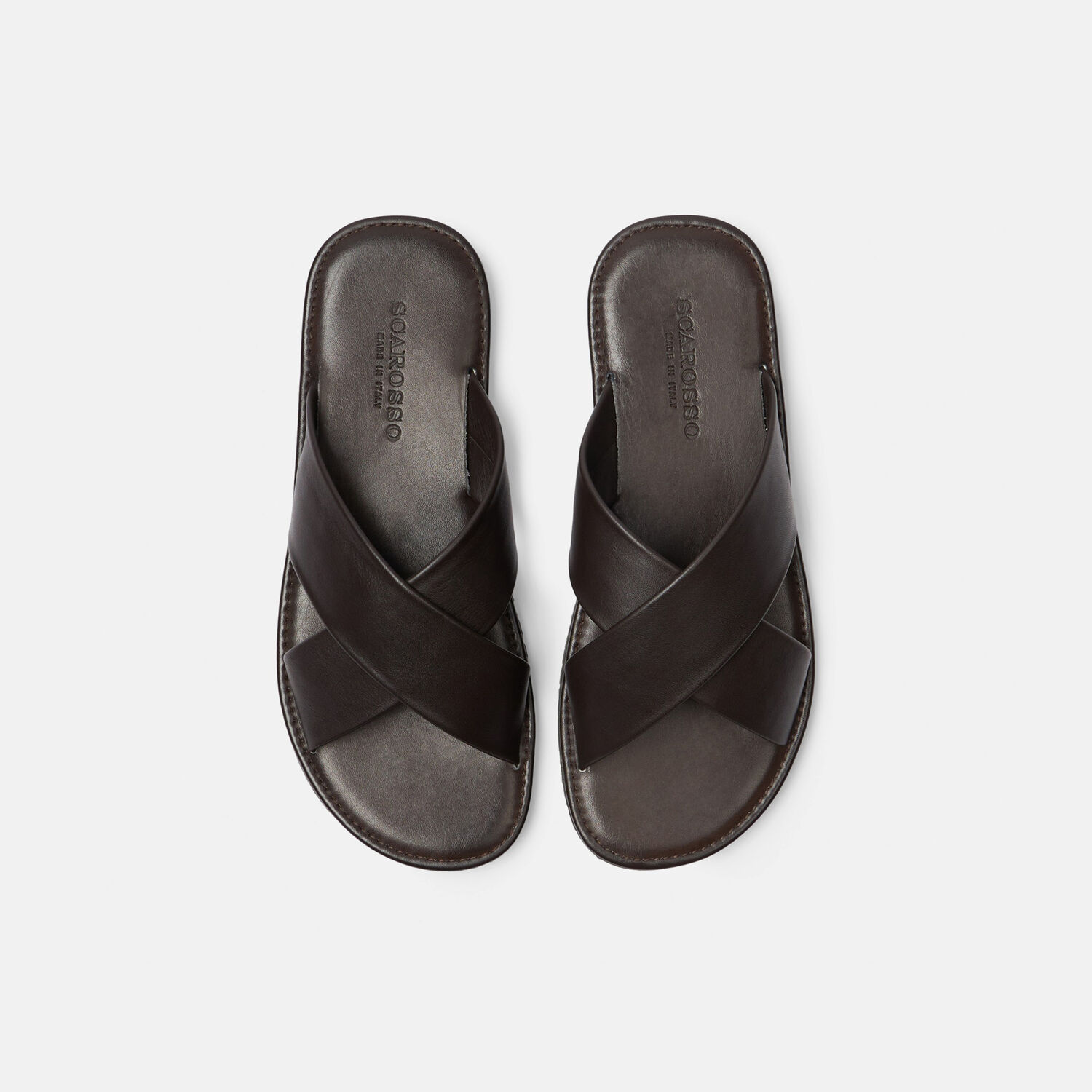 Scarosso Adriano Strap Sandals In Brown Calf