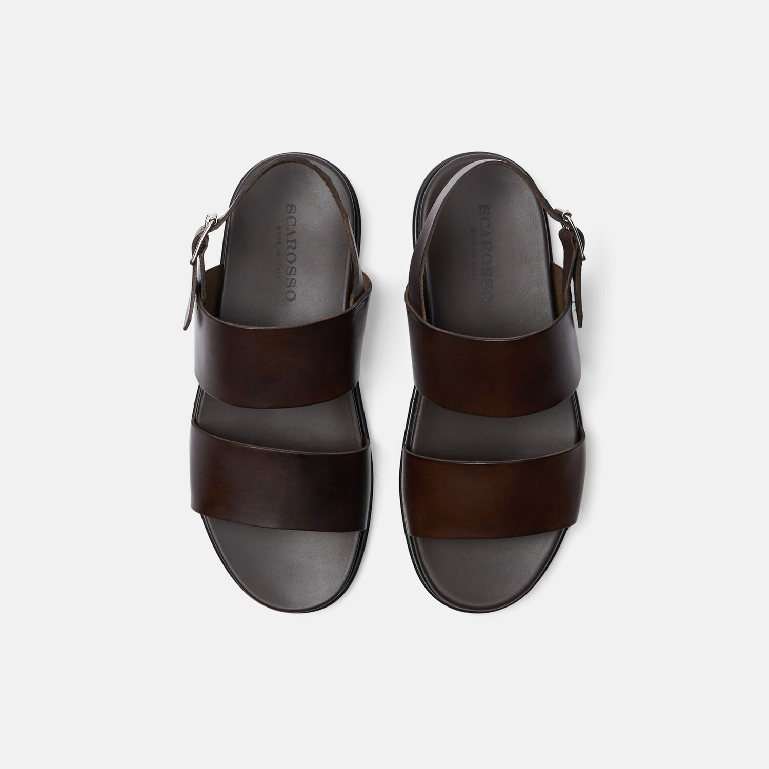 Scarosso Antonio Strap Sandals In Brown Calf