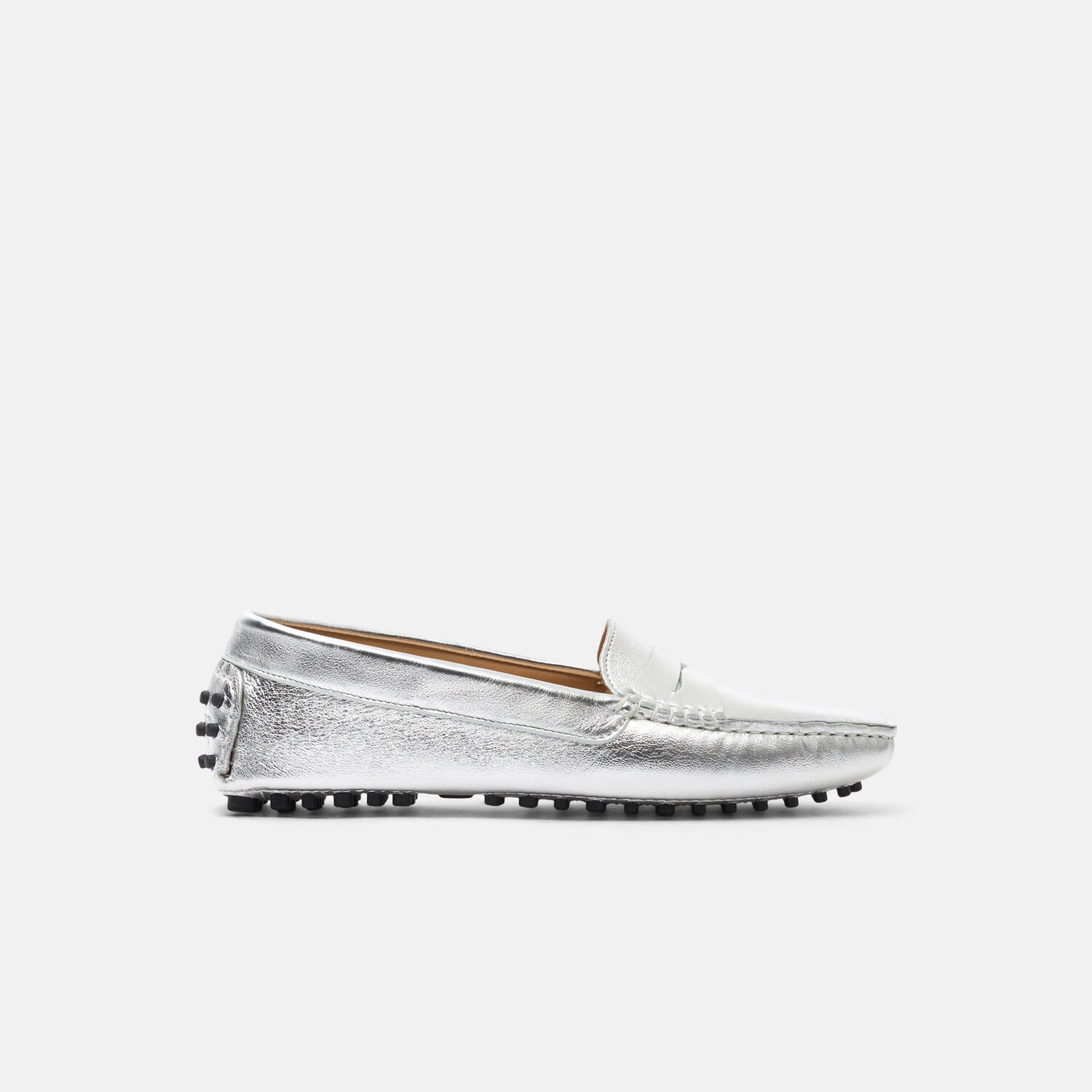 Scarosso Ashley Leather Penny Loafers In Silver - Calf Leather
