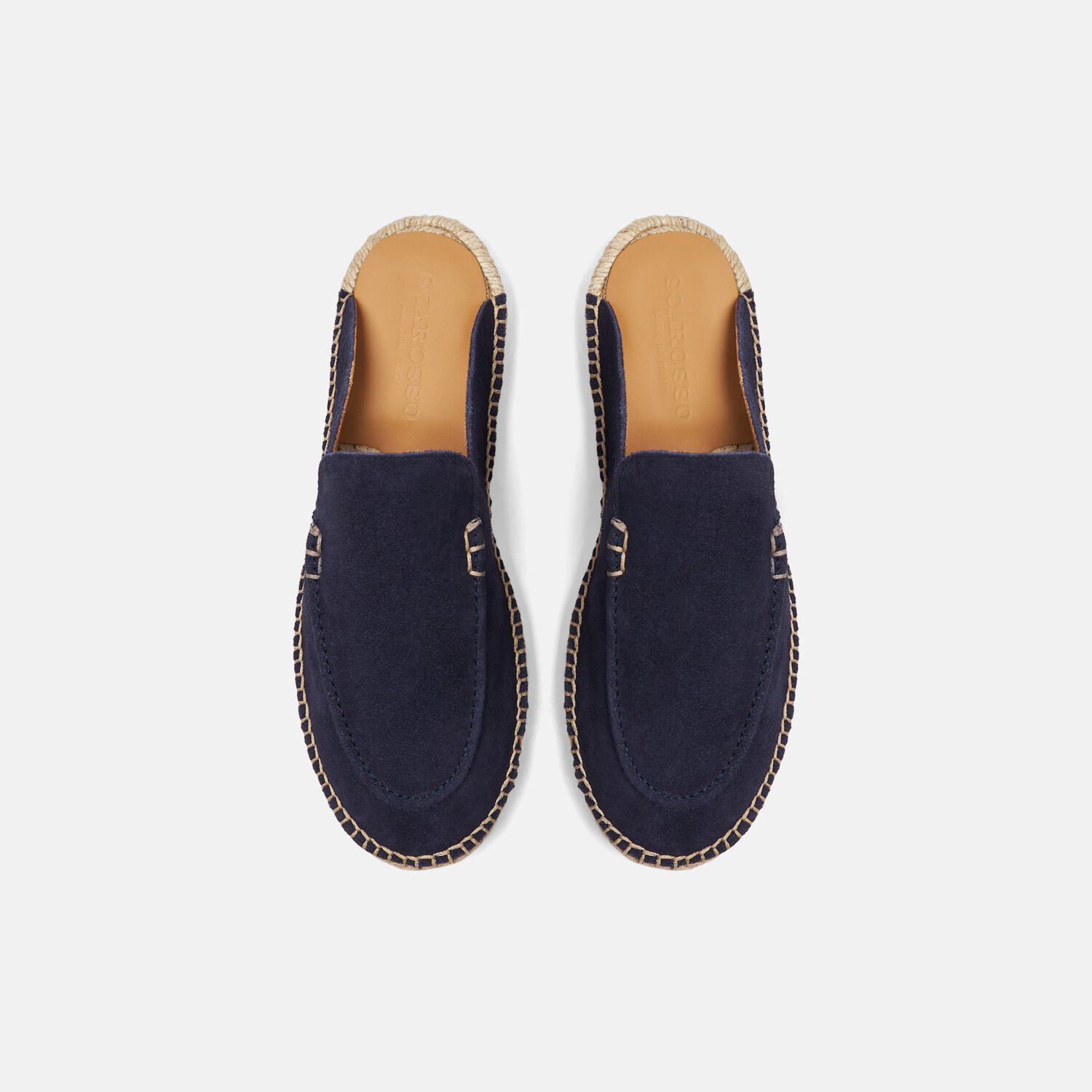 Scarosso Suede Jute-sole Espadrilles In Blue - Suede