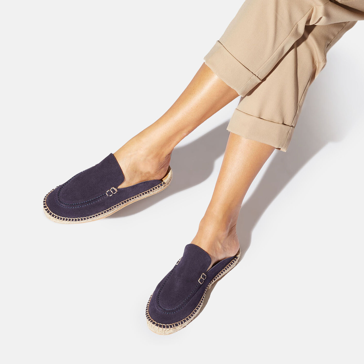 Scarosso Suede Jute-sole Espadrilles In Blue - Suede