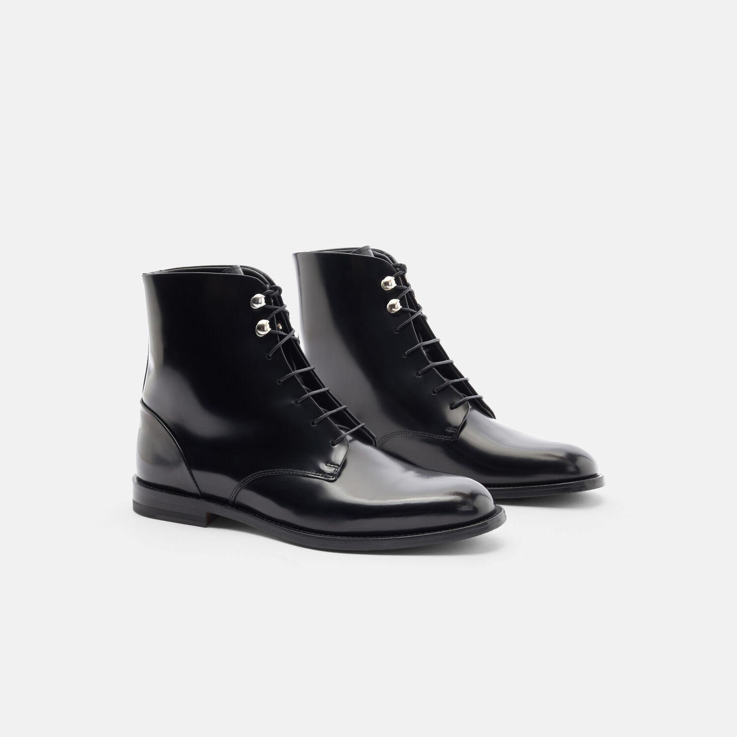 Scarosso Eva Lace-up Boots In Black Calf