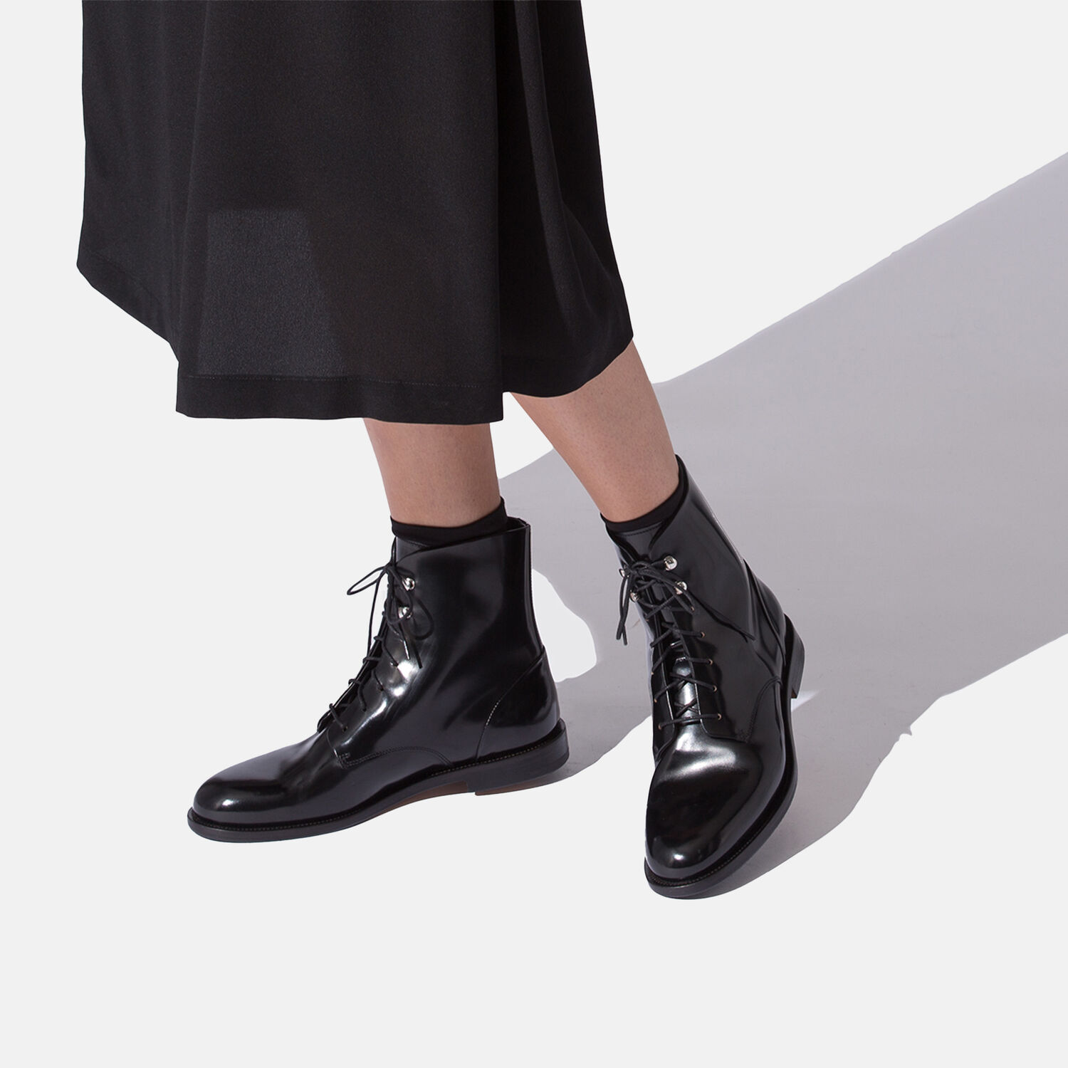 Scarosso Eva Lace-up Boots In Black Calf