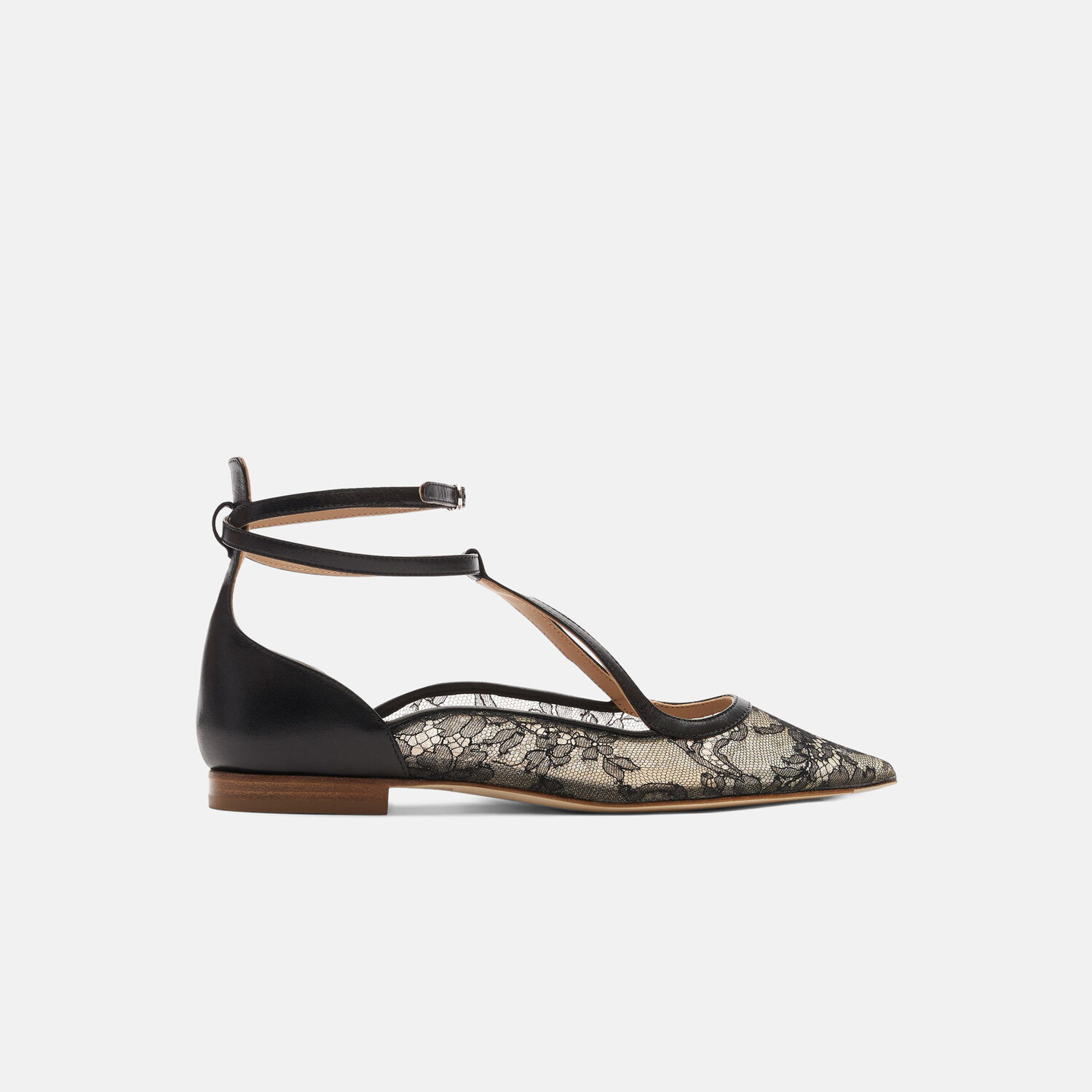Scarosso Gae Floral-lace Ballerina Shoes In Black - Lace