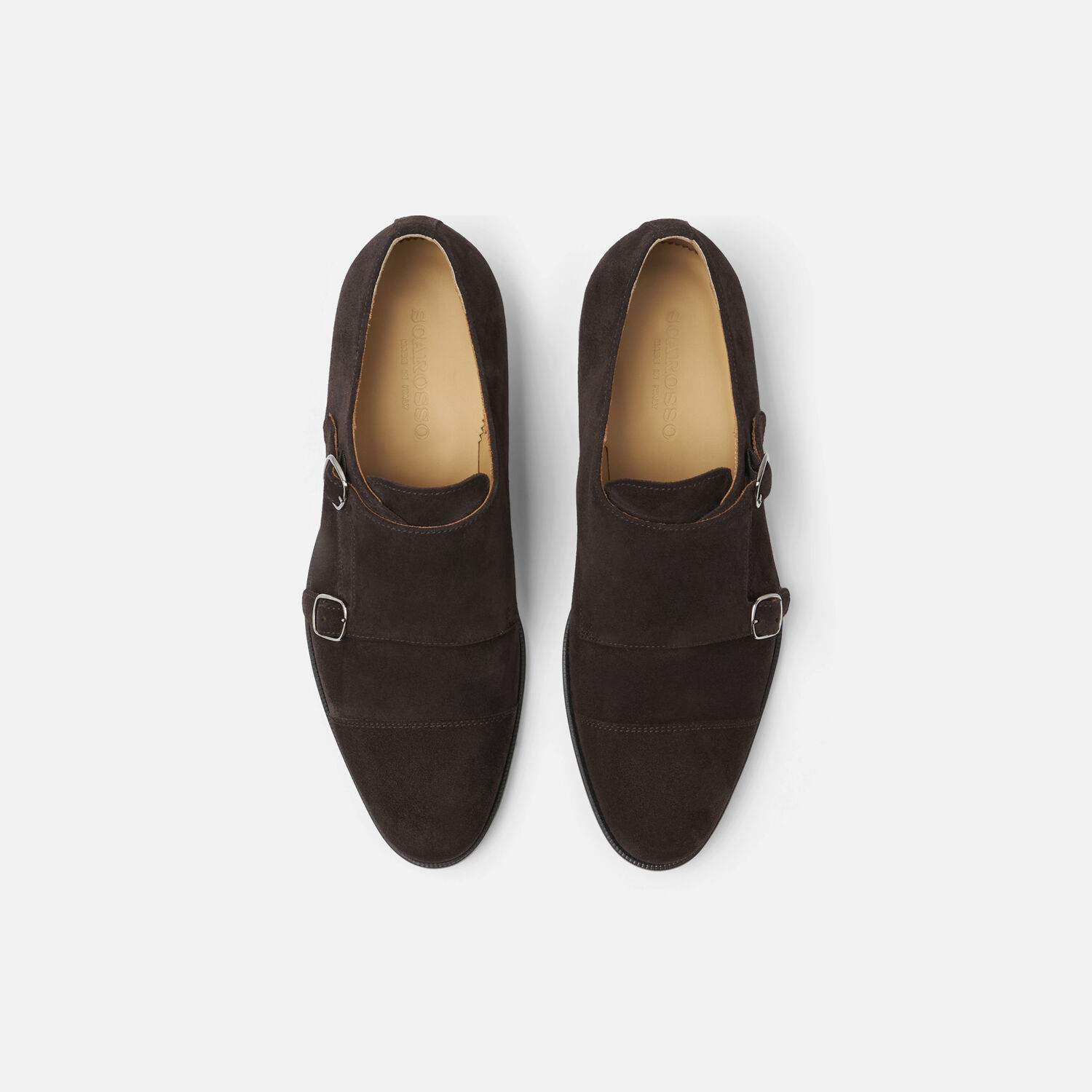 Scarosso Monks Gervasio Ebano Scamosciato Leggero Suede Leather In Dark Brown Suede