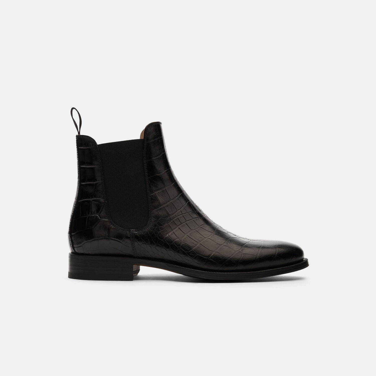 Scarosso Giancarlo Chelsea Boots In Black - Croco-printed Calf