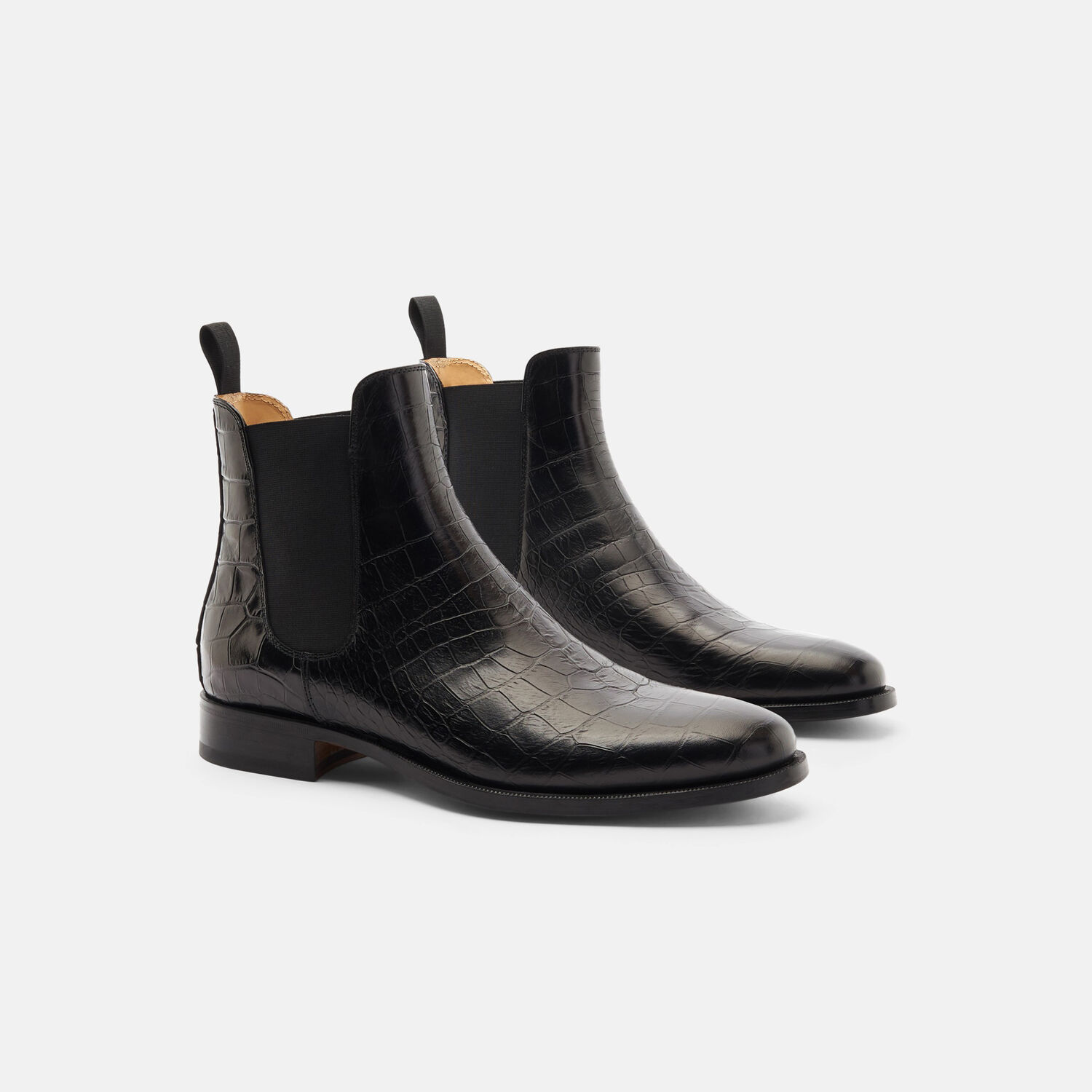 Scarosso Giancarlo Chelsea Boots In Black - Croco-printed Calf