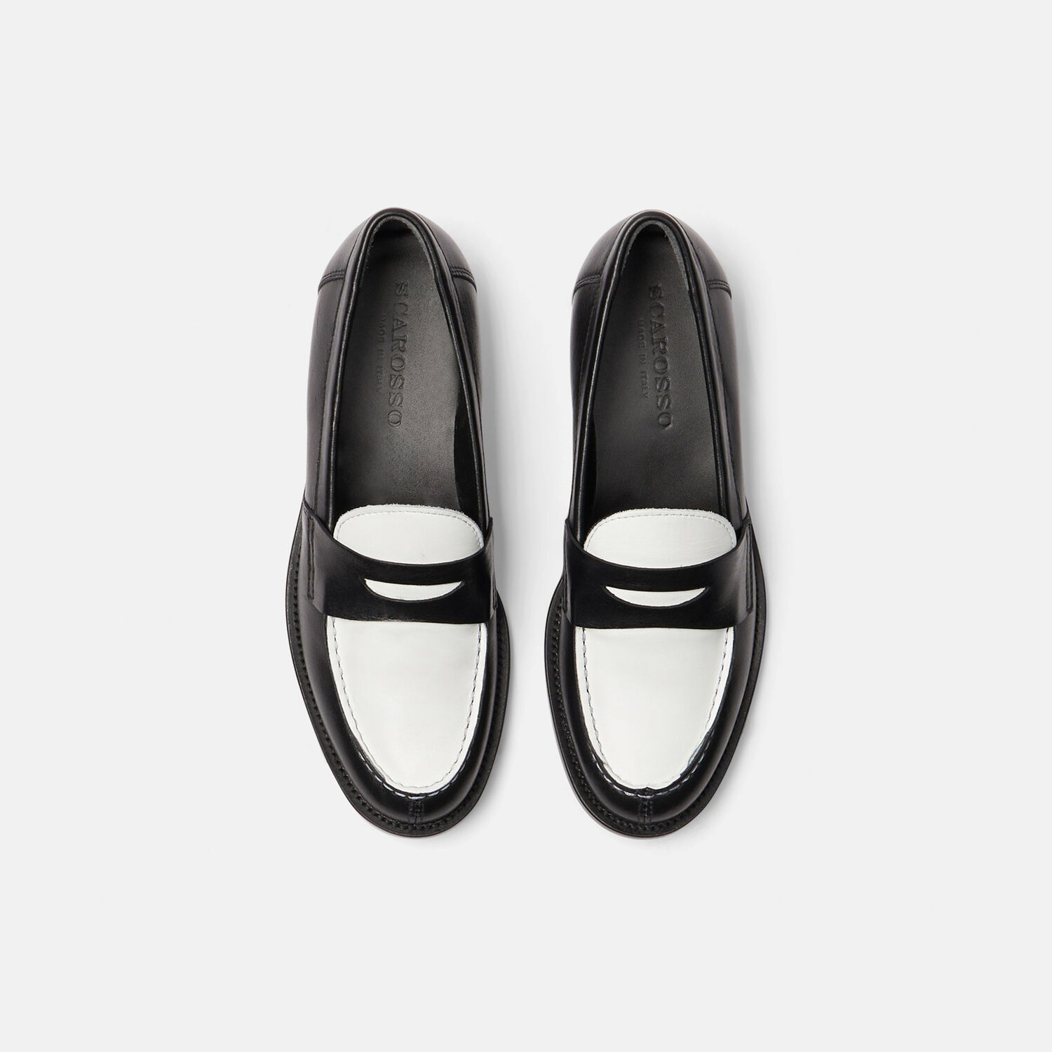 Scarosso Two-tone Leather Loafers In Black - Calf