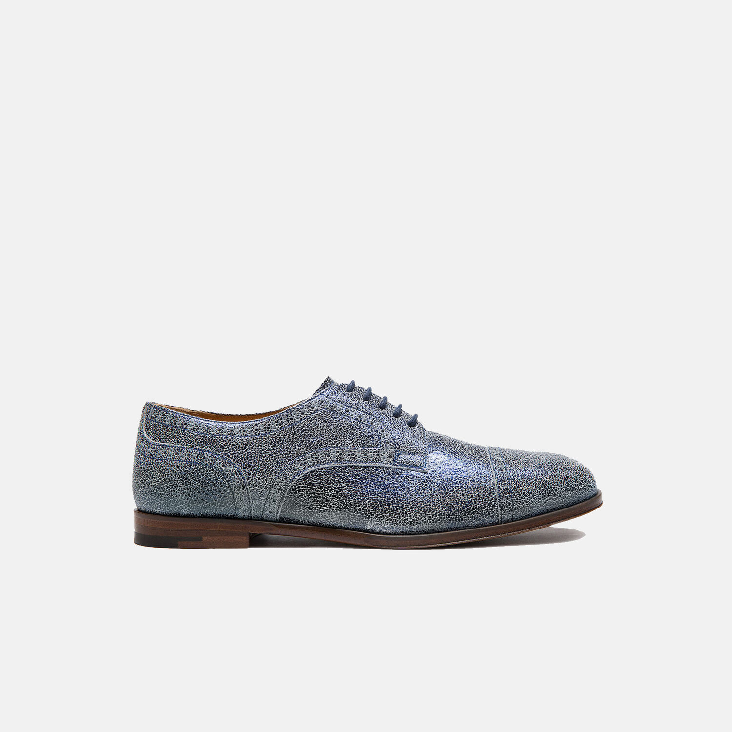 Scarosso Last Chance Ivy Blue Metallic Calf Leather In Blue Metallic Leather
