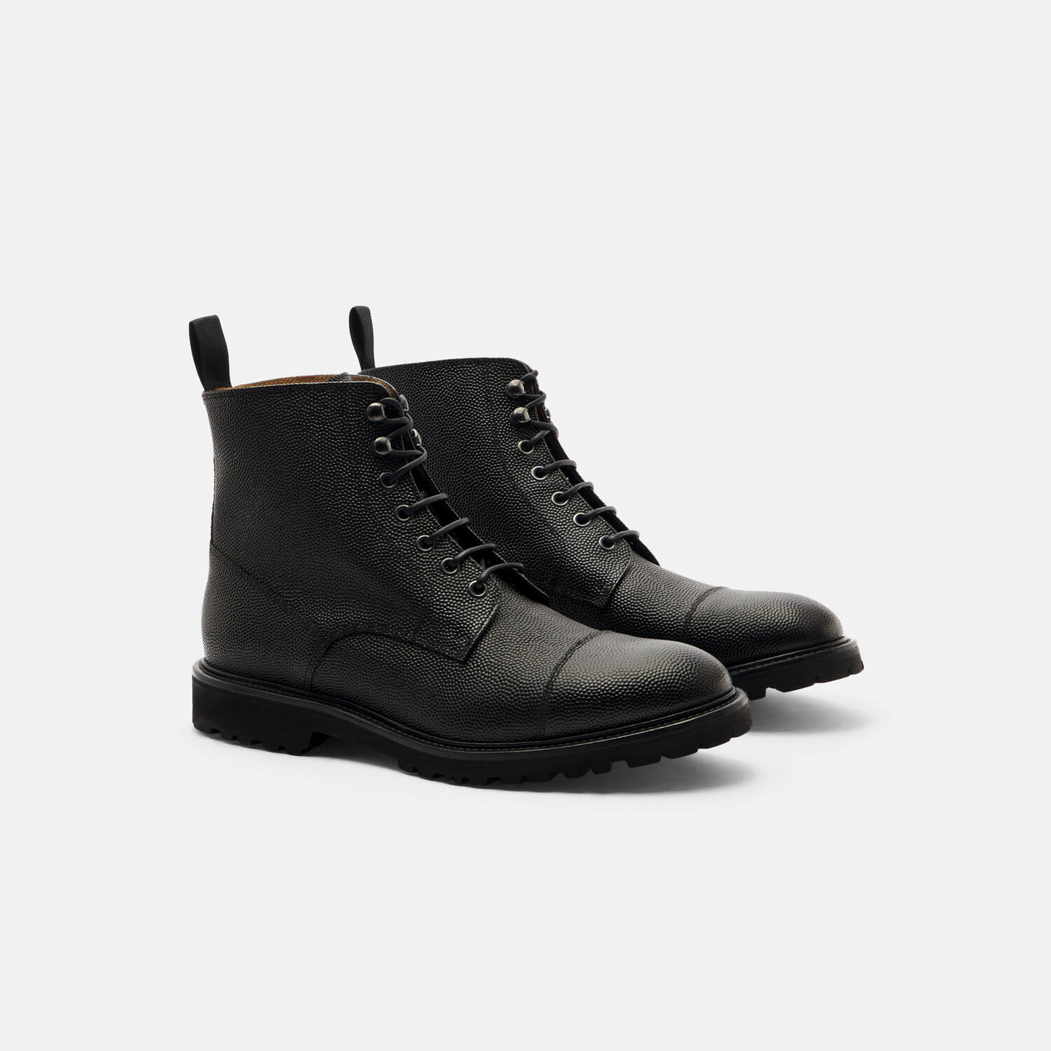 Scarosso Ankle-length Lace-up Boots In Grain Black Calf