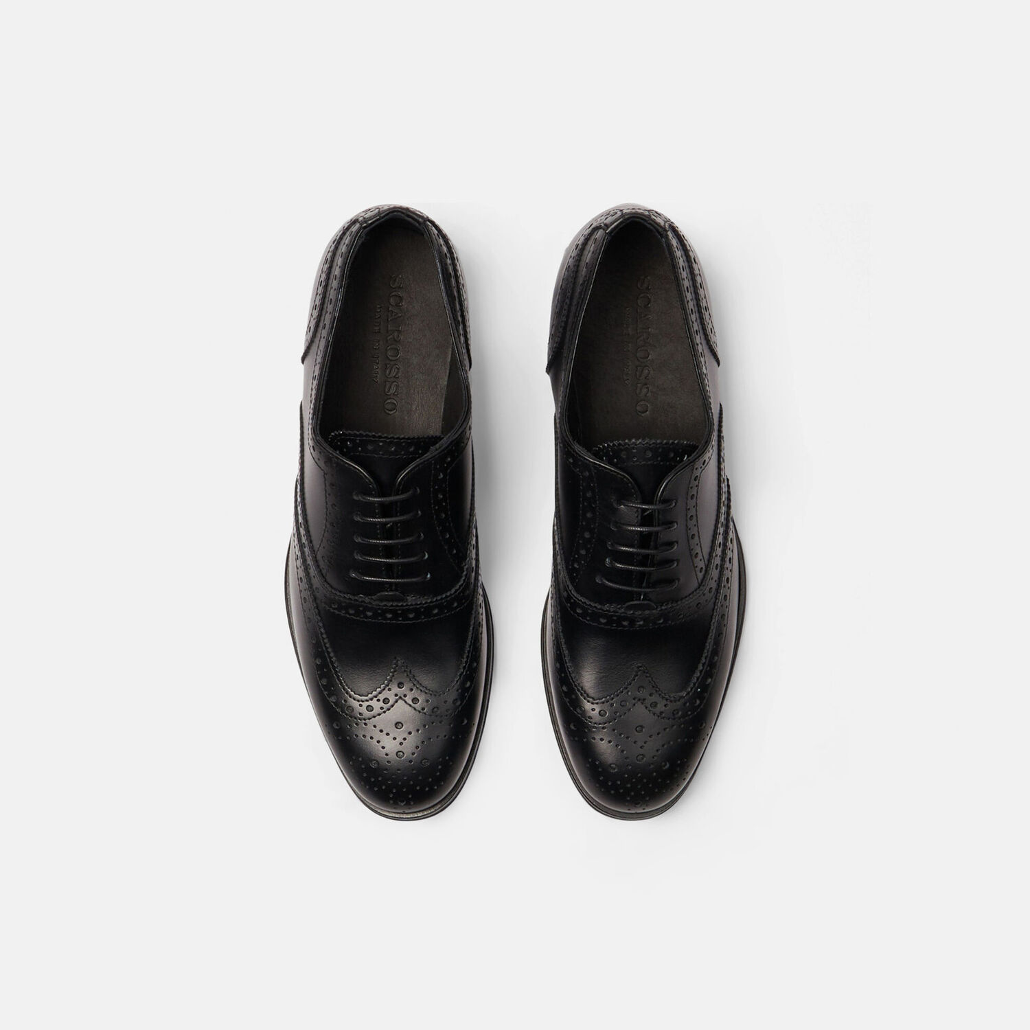 Scarosso Judy Lace-up Leather Brogues In Black - Calf