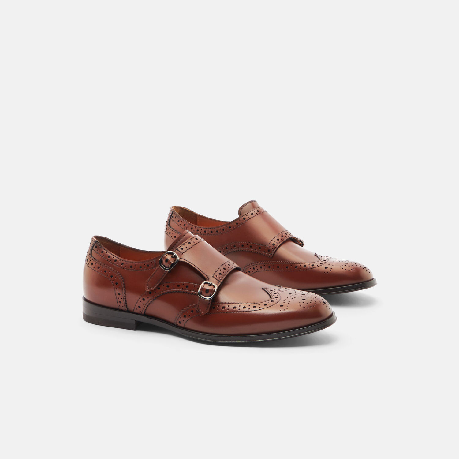 Scarosso Kate Leather Monk Shoes In Brown - Calf