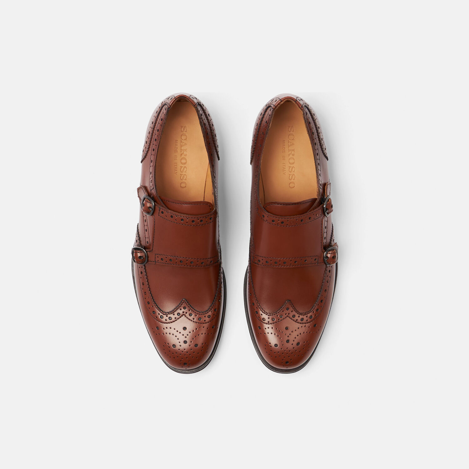 Scarosso Kate Leather Monk Shoes In Brown - Calf