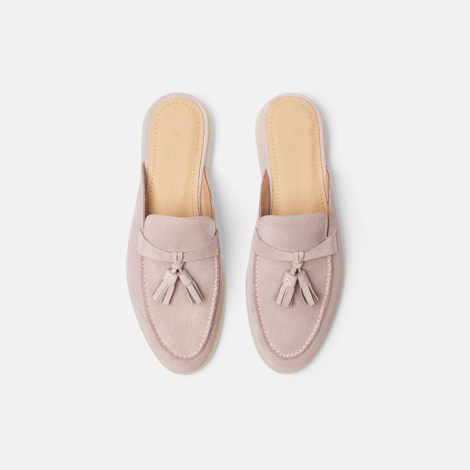Scarosso Lucrezia Tassel Suede Mules In Pink - Suede