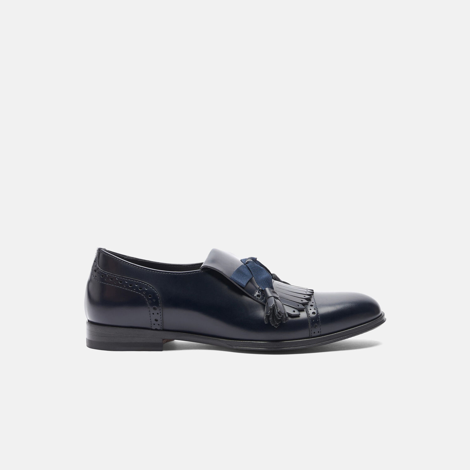 Scarosso Lucy Monk Shoes In Blue Calf Leather