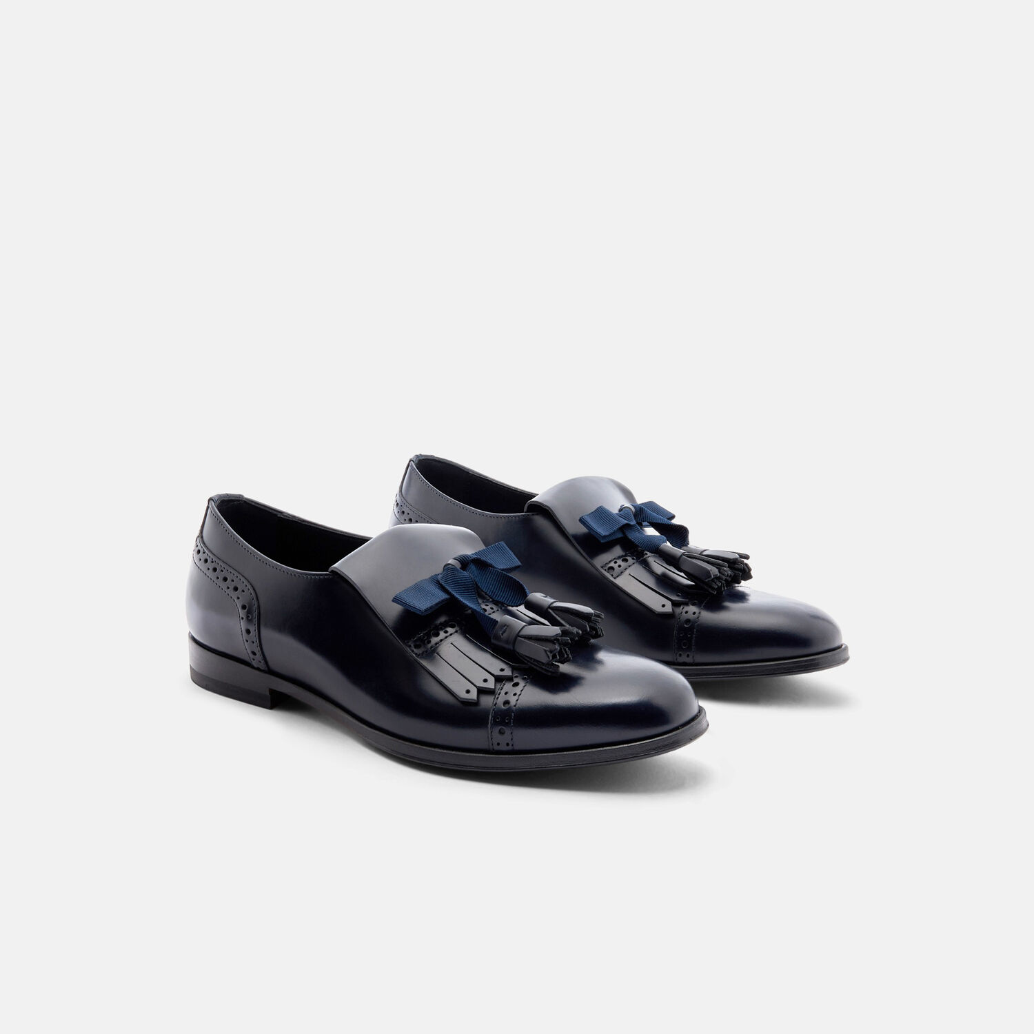 Scarosso Lucy Monk Shoes In Blue Calf Leather