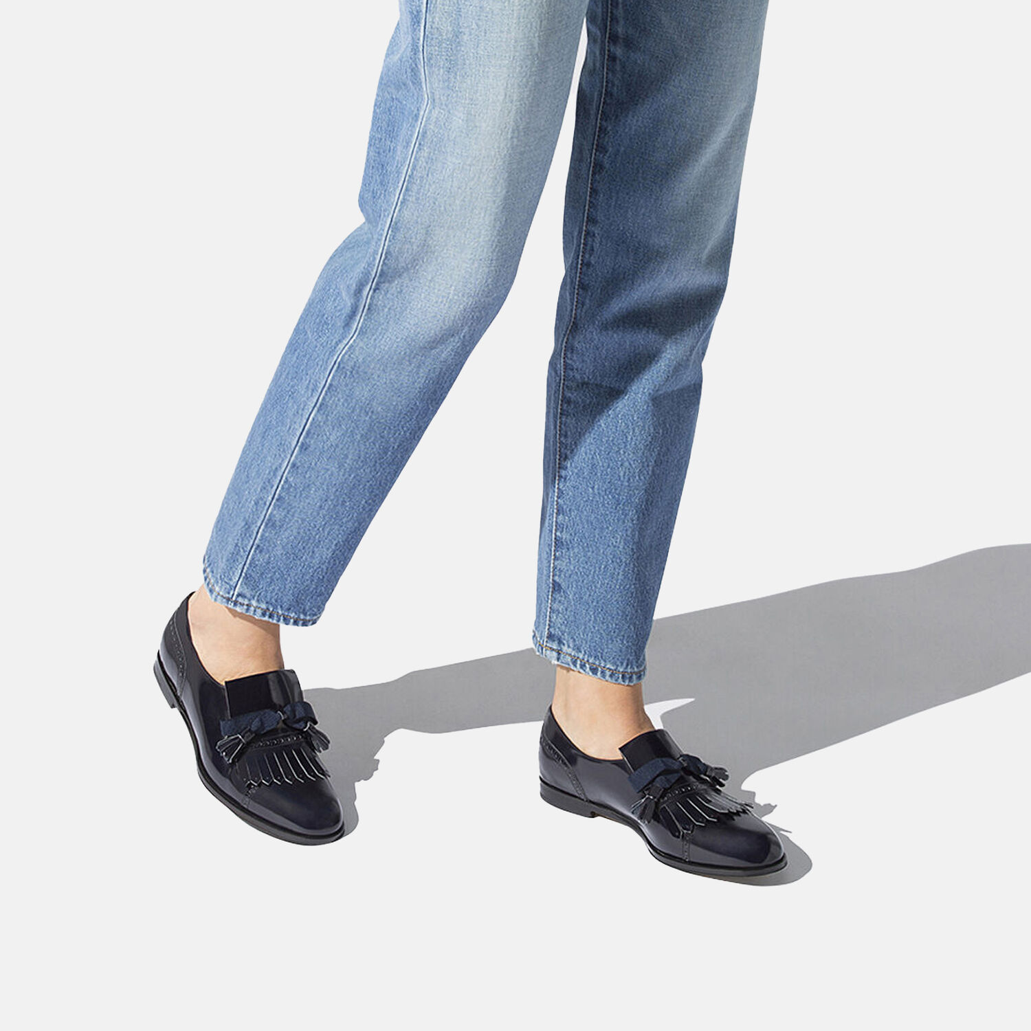 Scarosso Lucy Monk Shoes In Blue Calf Leather