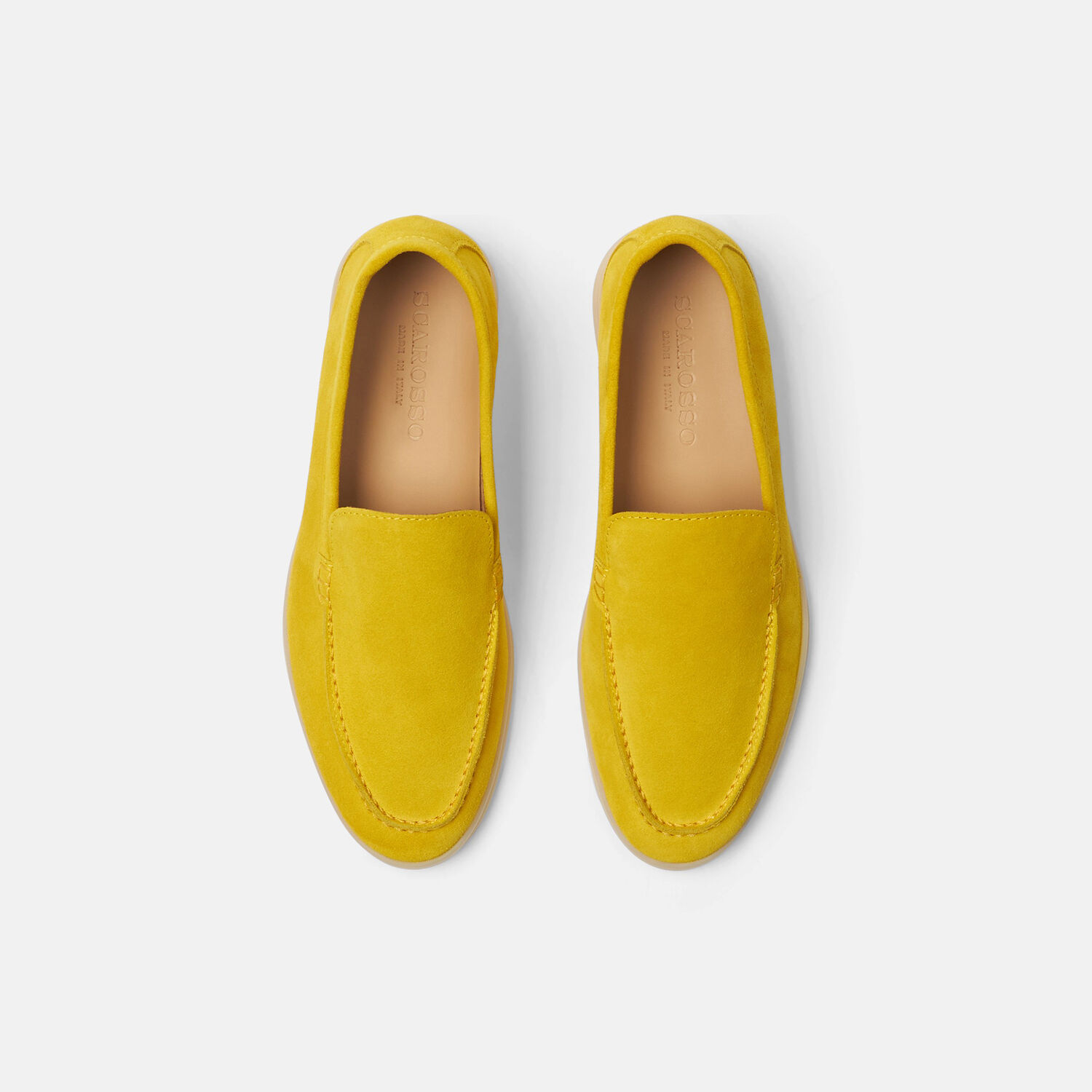 Scarosso Suede-finish Loafers In Yellow - Suede