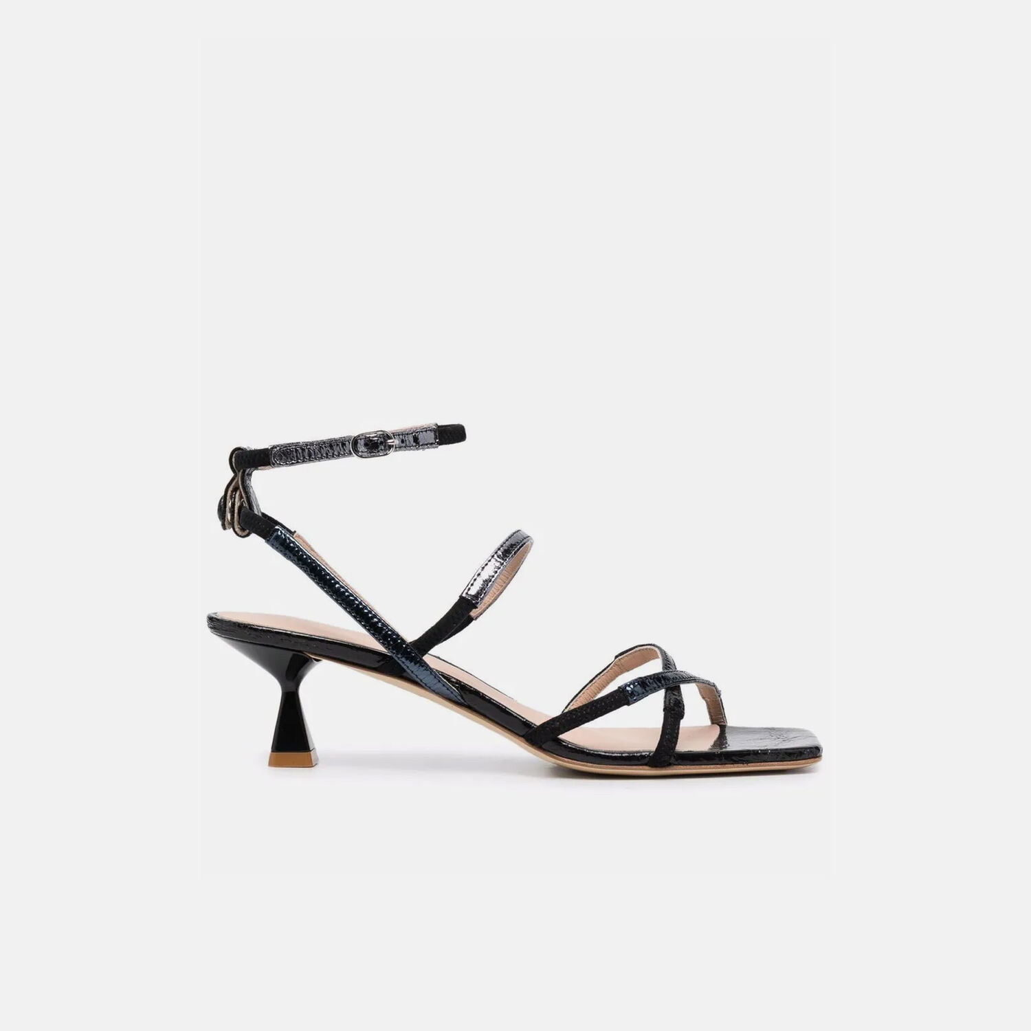 Scarosso Sally Sandals In Black - Metallic Fabric