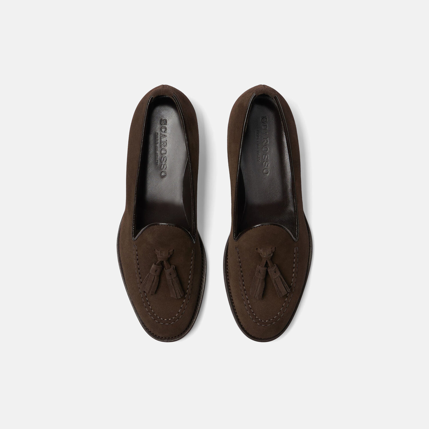 Scarosso Sienna Tasselled Leather Loafers In Brown - Suede