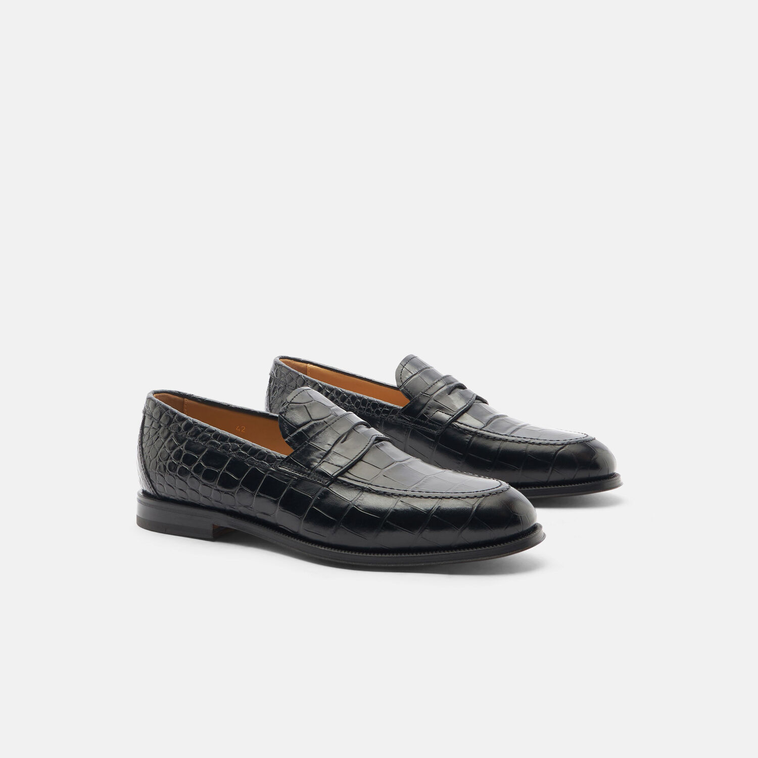 Scarosso Stefano Nero Cocco In Black - Croco-printed Calf