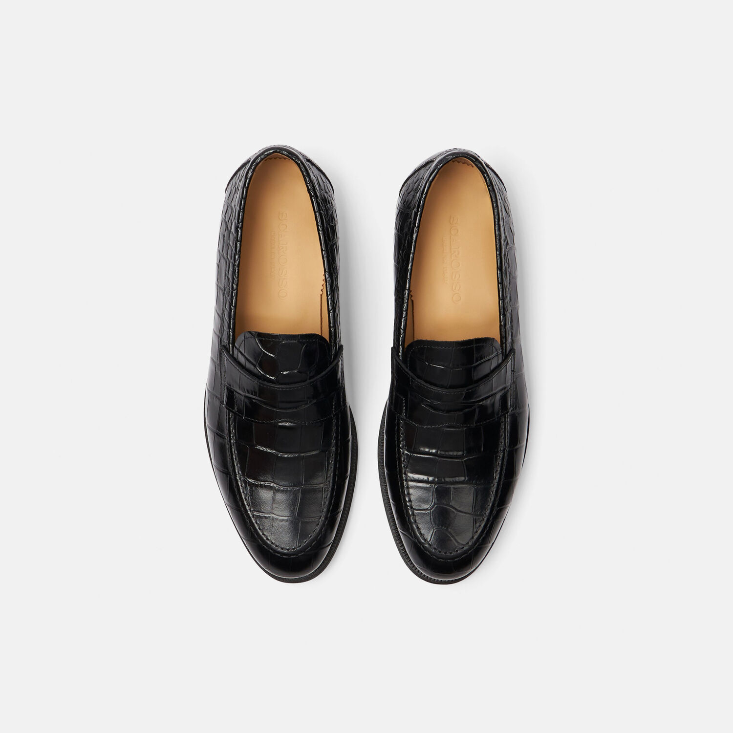 Scarosso Stefano Nero Cocco In Black - Croco-printed Calf