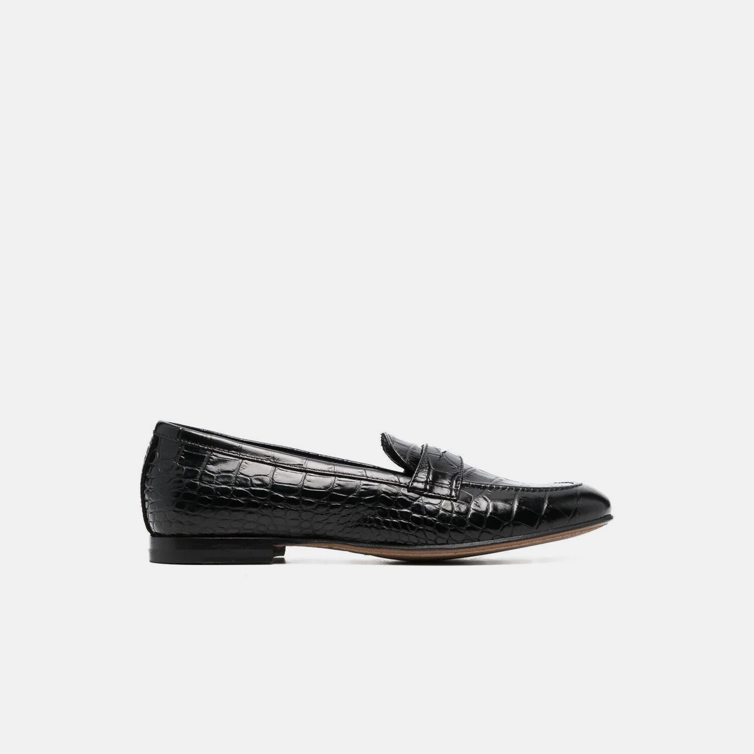 Scarosso Elisa Slippers In Black - Croco-printed Calf