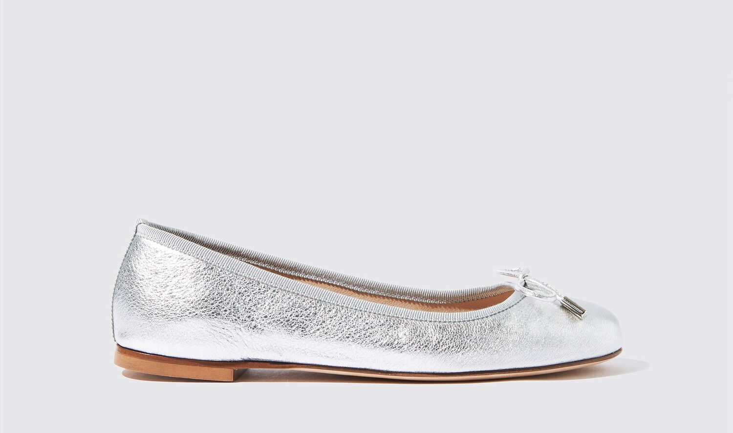 Scarosso Ballet Flats Carla Argento Calf Leather In Silver - Calf