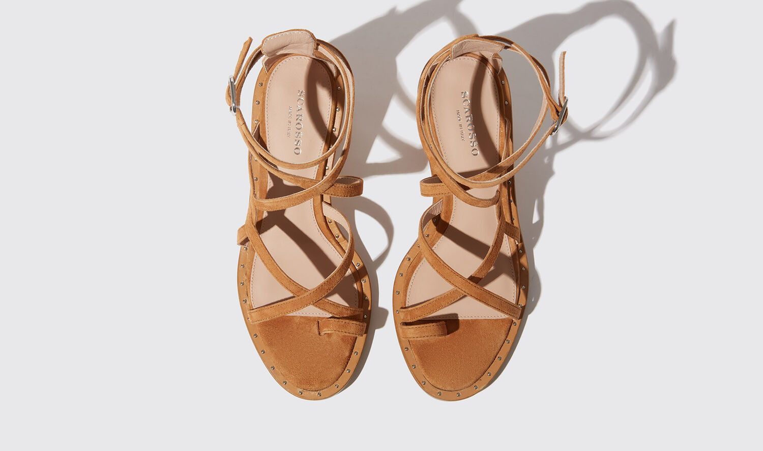 Shop Scarosso Patty Tan Suede - Woman Sandals Tan In Tan - Suede Leather