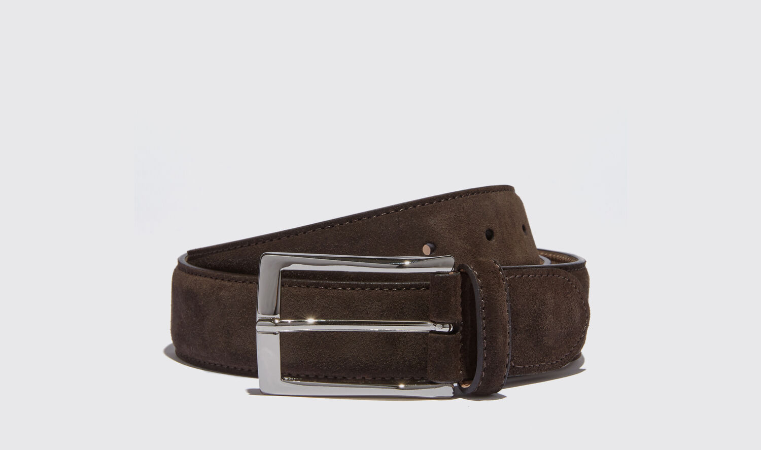 Scarosso Belts Cintura Testa Di Moro Classica Suede Leather In Dark Brown Suede