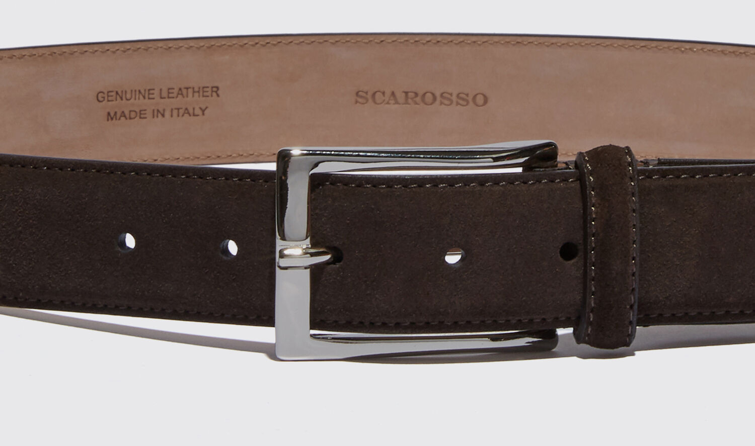 Shop Scarosso Cintura Testa Di Moro Classica In Dark Brown Suede