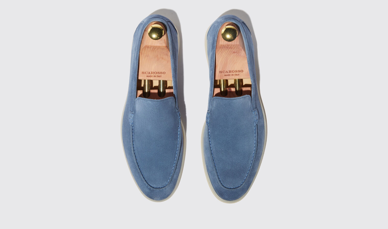 Shop Scarosso Ludovico Acciaio Scamosciato - Man Loafers Blue In Blue - Suede Leather