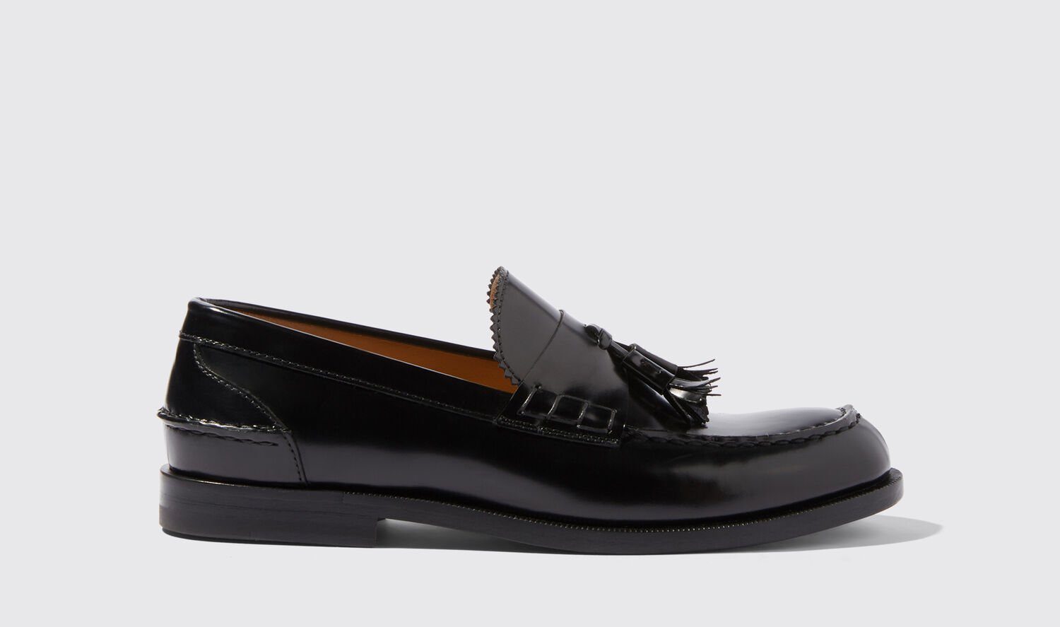 Scarosso Ralphine Tassel-trim Loafers In Black - Brushed Calf