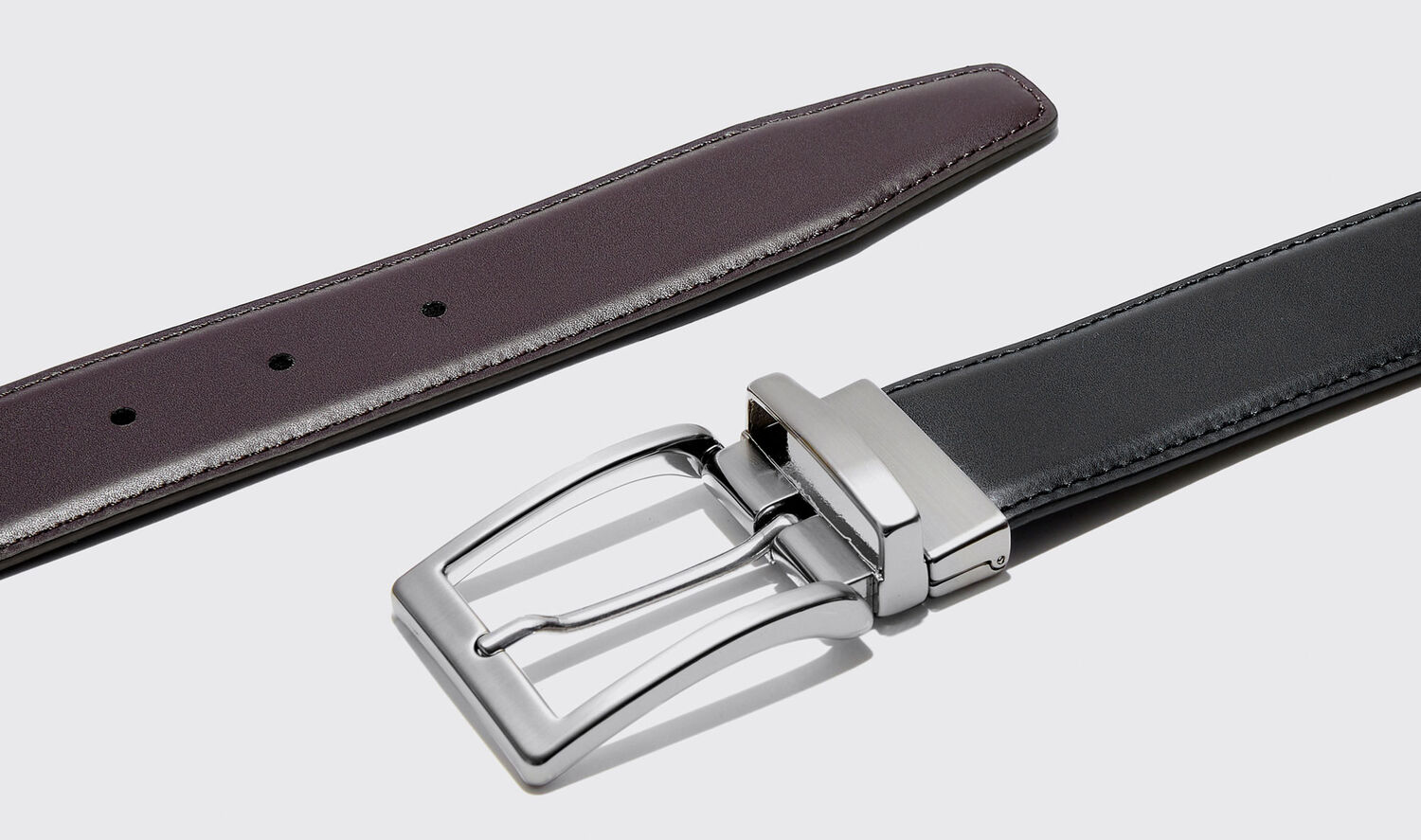 Shop Scarosso Cintura Reversibile Liscia Nera/marrone In Black Calf