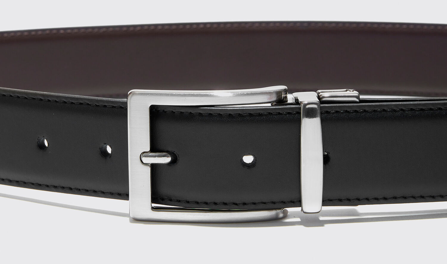 Shop Scarosso Cintura Reversibile Liscia Nera/marrone In Black Calf