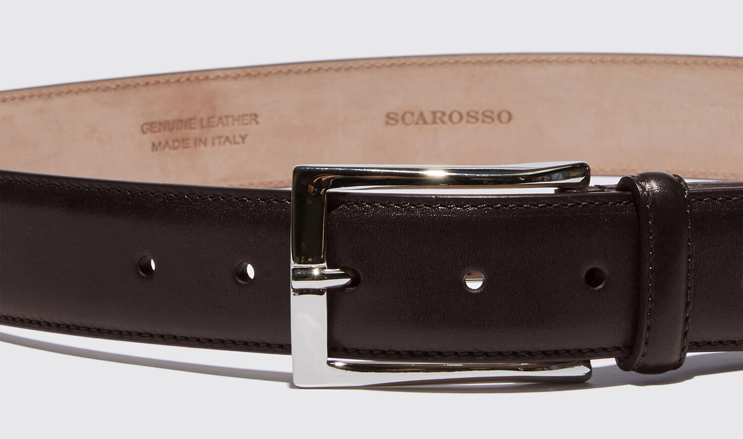 Shop Scarosso Cintura Marrone Scuro Classica In Dark Brown Calf