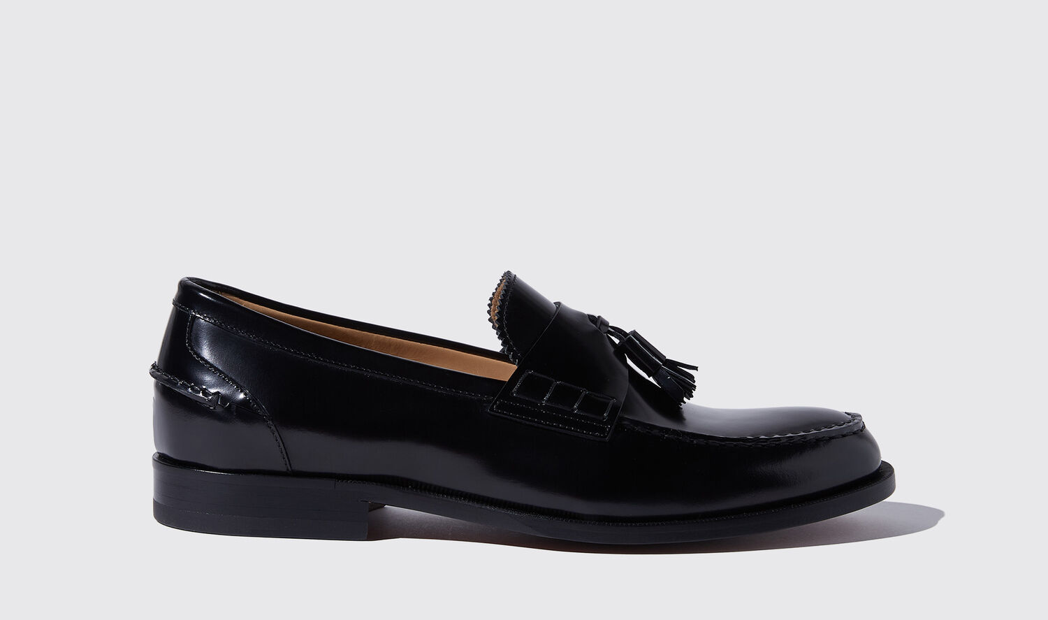 Shop Scarosso Ralph Black Bright - Man Loafers Black In Black - Brushed Calf