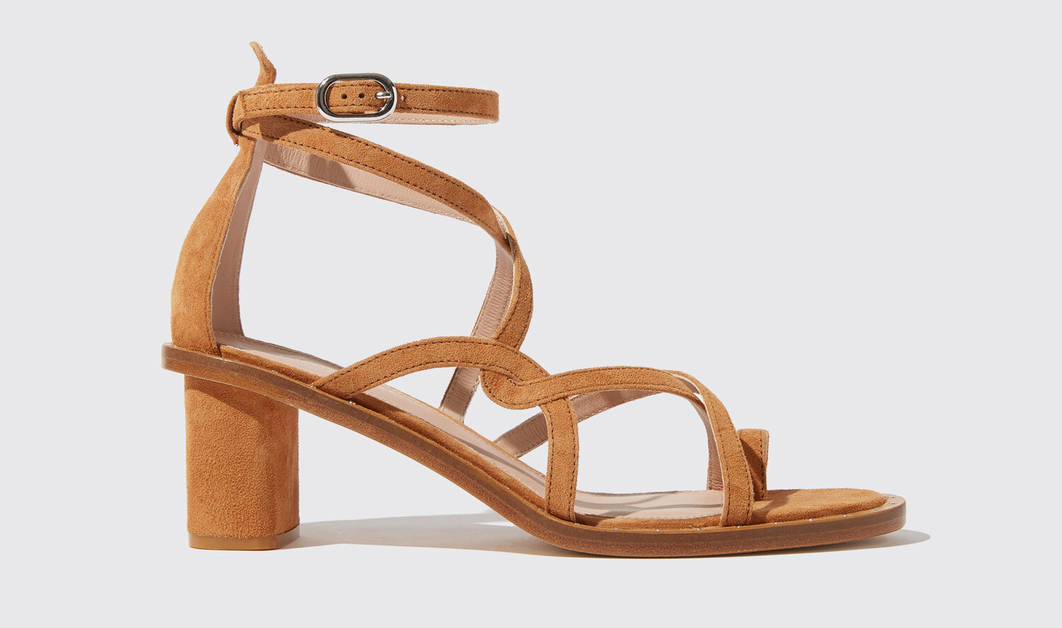 Shop Scarosso Patty Tan Suede - Woman Sandals Tan In Tan - Suede Leather