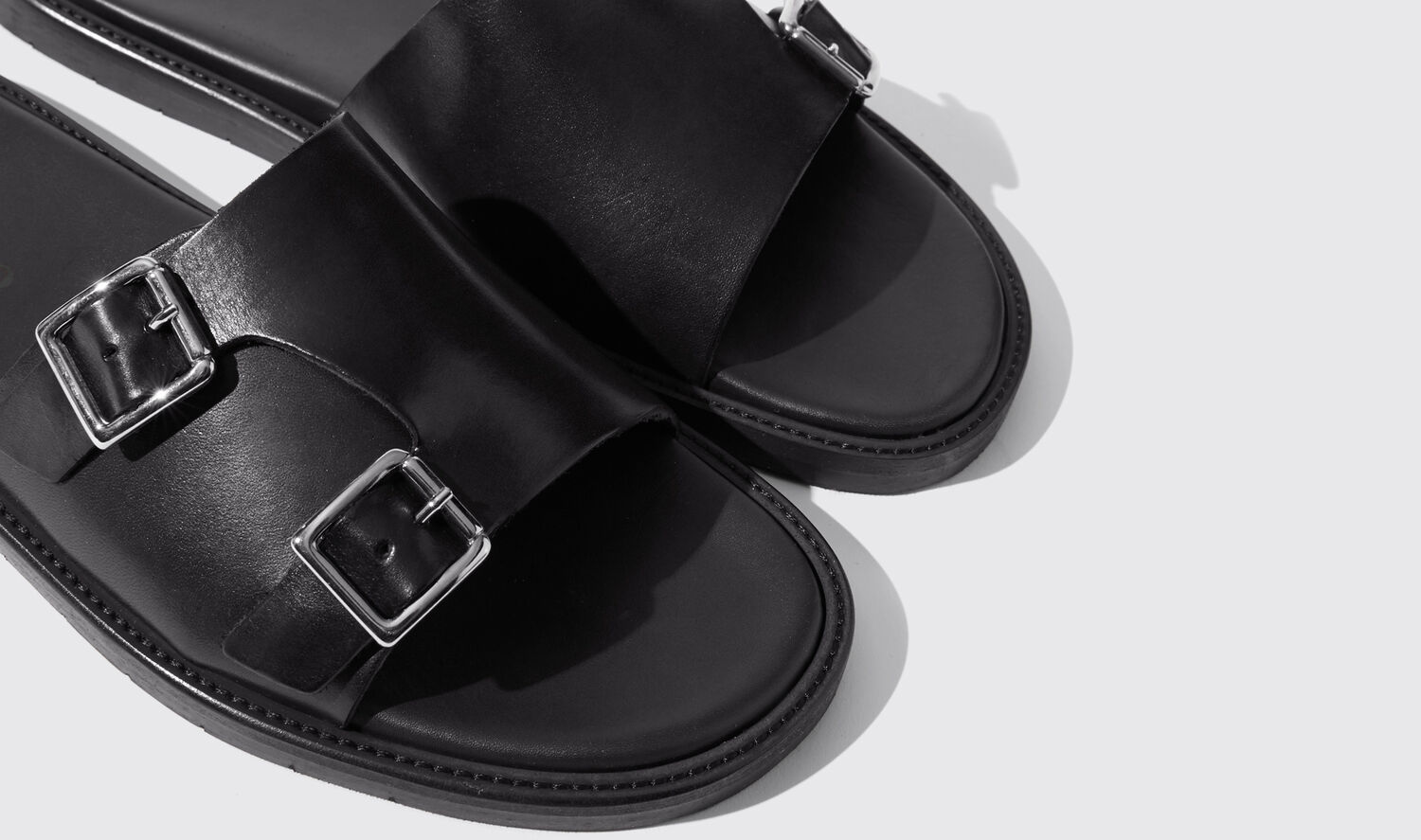 Shop Scarosso Costantino Nero - Man Sandals Black In Black - Calf