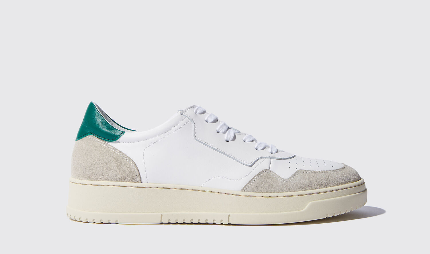 Scarosso Sneakers Alex Green Edit Calf Leather In White/green - Calf