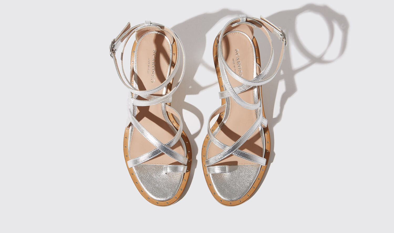 Shop Scarosso Patty Silver - Woman Sandals Silver In Silver - Calf Leather