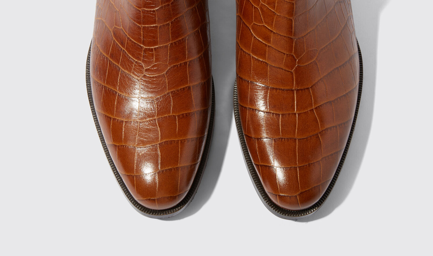 Shop Scarosso Giancarlo Marrone Cocco - Man Boots Brown In Brown - Croco-printed Calf