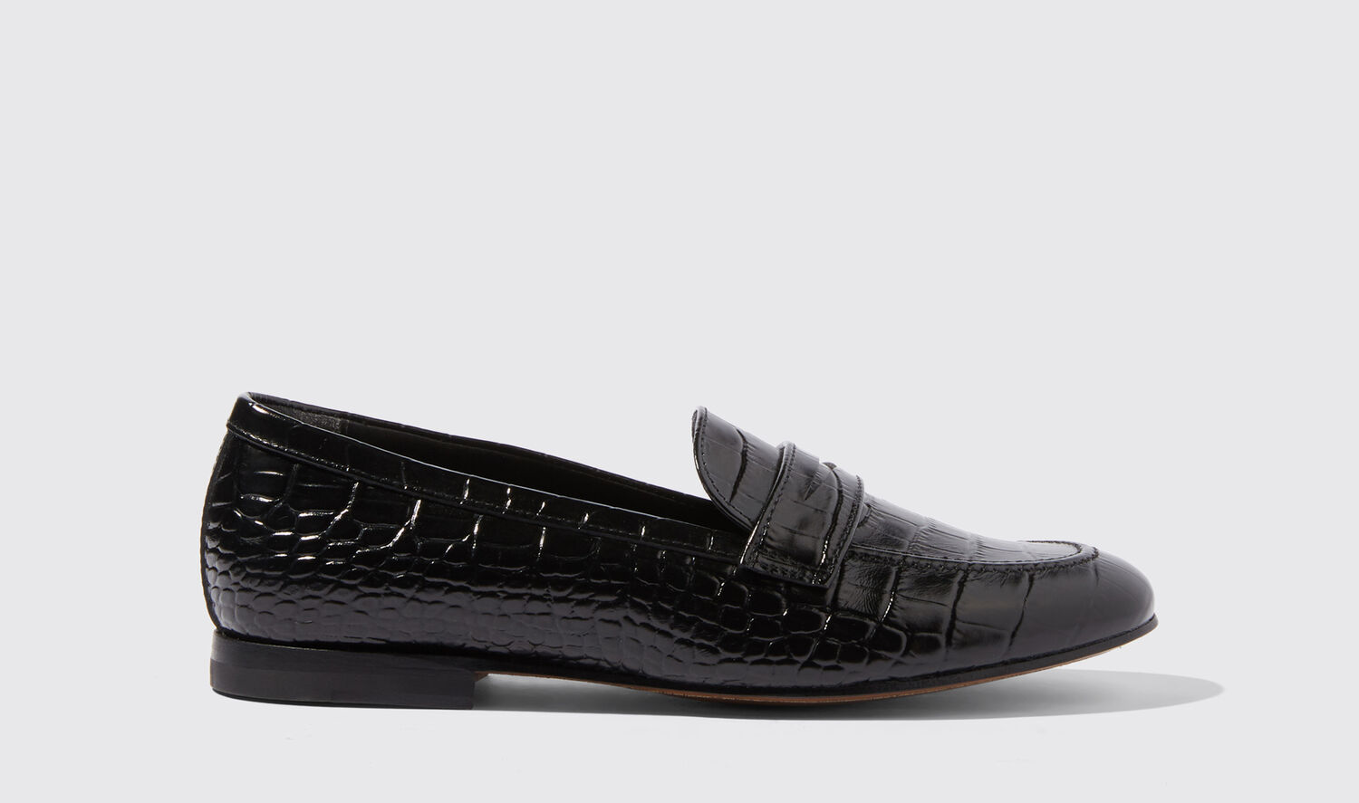Scarosso Elisa Slippers In Black - Croco-printed Calf
