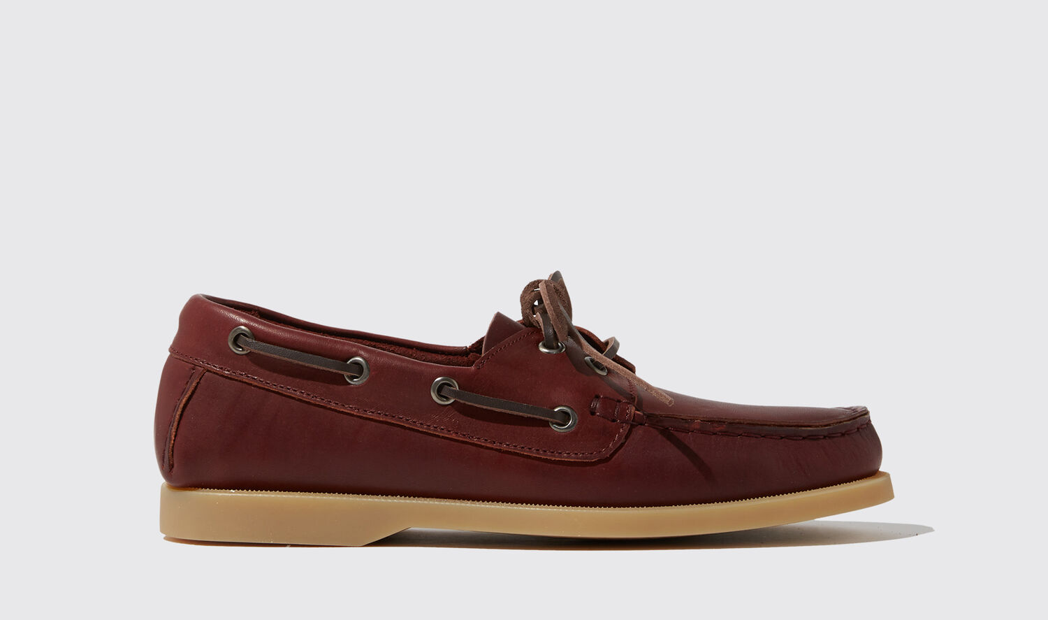 Scarosso Joan Boat Shoes In Burgundy - Calf Leather