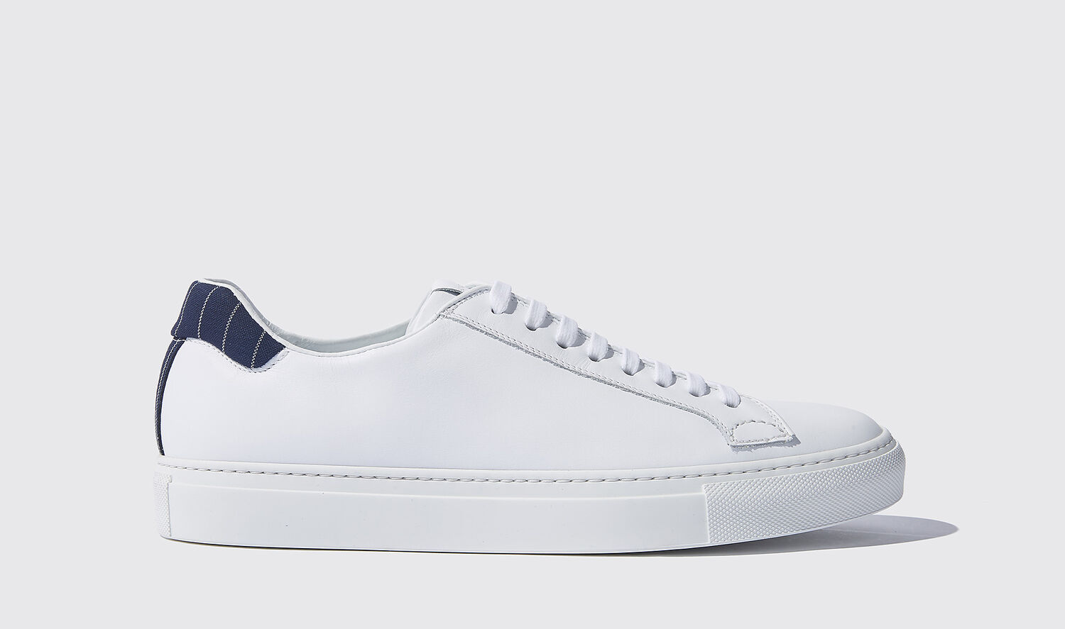 Scarosso Sneakers Pinstripe White Calf Leather In White - Calf