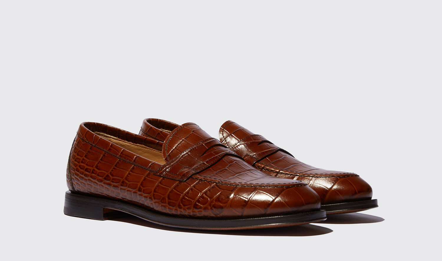 Shop Scarosso Stefano Marrone Cocco - Man Loafers Brown In Brown - Croco-printed Calf
