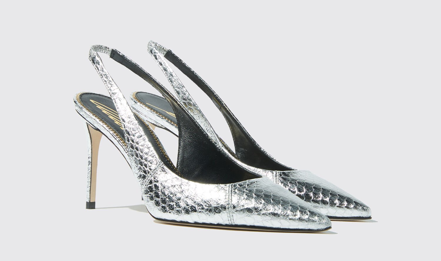 Shop Scarosso Sutton Silver Elaphe - Woman High Heels Silver In Silver - Elaphe