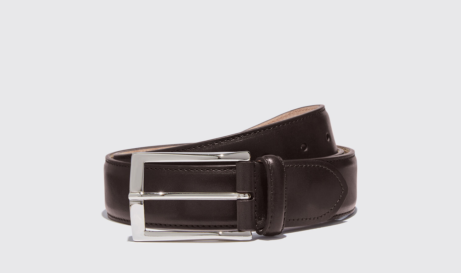 Scarosso Belts Cintura Marrone Scuro Classica Calf Leather In Dark Brown Calf